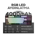 Büyük Pazar Store Hawk Gaming HK220 Membrane Rgb Kablosuz/bluetooth Siyah Beyaz Tkl Türkçe Gaming Klavye - Option-1 - 001-Renkli