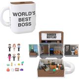 Büyük Pazar Store Polly Pocket ve The Office Mini Oyun Seti, 6 Karakter Figürü ve 9 Aksesuar, Koleksiyona Uygun Partnership Oyuncağı, Kupa Bardak Şeklinde, JCC19 - Option-1