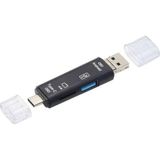 Büyük Pazar Store PX-5068 3 In 1 Type-C ve Micro USB Otg Micro Sd Kart Okuyucu, Tf Hafıza Kartı Çevirici Adaptör, Android Telefon Tablet Usb-C Veri Aktarım Dönüştürücü - Option-1