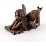 Büyük Pazar Store Top Collection 4386 Minyatür Bahçe ve Teraryum Peri Okuma Heykeli, Küçük, Bronz - 0 - Siyah - Option-1