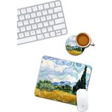 Büyük Pazar Store Van Gogh Servi Ağacı Mouse Pad ve Bardak Altlığı Set - Option-1 - 001-Renkli