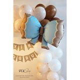 Büyük Retro Fiyonk Folyo Balon MAVİ Retro Renkler Fiyonk Şekilli Folyo Balon 60x90cm