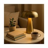 Büyük Şarjlı Gold Mantar Masa Lambası – Modern Dekoratif LED Abajur - Altın