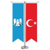 Büyük Selçuklu İmp. - 17 Eski Türk Devletleri ve Türkiye -Kırlangıç -Saten T direk 2li Masa Bayrağı