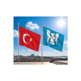 Büyük Selçuklu İmparatorluğu Bayrağı ve Alpaka Kumaş Türk Bayrağı 2'li Set 70x105cm
