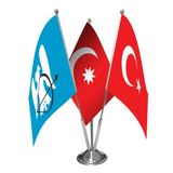 Büyük Selçuklu - Son imp. Osmanlı ve Türkiye - Üçlü Saten Masa Bayrağı Set