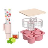 Büyük Silikon Buz Küpü Tepsisi 20-30-40oz Bardak Bardağı, Kapaklı Yavaş Erime Buz Kalıbı, Kolay Çıkarılan Buz Yapıcı (Pembe)