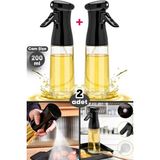 Büyük Sprey Yağdanlık, Airfryer Püskürtmeli Sprey Cam Şişe Ayçiçek Zeytinyağı Sirkelik 200 ml - Siyah