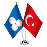 Büyük Timur İmparatorluğu ve Türkiye - İkili Saten Masa Bayrağı