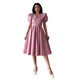 Büyük Yakalı Kloş Poplin Elbise (Gül Kurusu, 2XL)