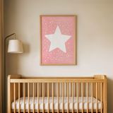 Büyük Yıldız Çocuk Odası Duvar Posteri Çerçeveli Tablo Duvar Dekorasyonu - 30 x 40 - Ahşap Çerçeveli