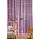 Büyük Yildizli Pembe Orta Pileli 1X2,5 Tül Perde, 200 x 270