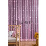 Büyük Yildizli Pembe Sık Pileli 1X3 Tül Perde, 280 x 270