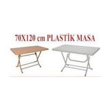 Buyukarısoy Gardelia 1.Sınıf Katlanır Beyaz Ve Teak 70X120 Plastik Masa Bahçe sutlu-kahverengi