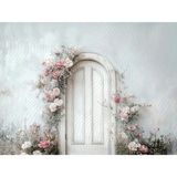 Büyüleyici Çiçeklerle Donatılmış Kapı Arka Plan, 200X150CM, Stüdyo Fonu