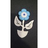 Büyüleyici Mavi Cam Çiçek Magnet, Metal, Beyaz, 7x5 cm, Dekoratif Süs, Dış Mekan Uyumlu, Hediyelik, 1 adet gönderilir