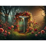 Büyülü Bir Arka Plan: Çiçeklerle Örülü Kapı, 200X150CM, Stüdyo Fonu - -