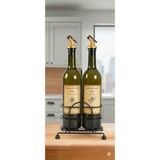 Büyülü Home 2 Li Amber 750 ml Demir Stantlı Cam Yağdanlık Ayçiçek Yağı Zeytinyağı Şişes Yağlık Sosluk