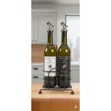 Büyülü Home 2 Li Cam Yağdanlık Seti 750 ml Amber Zeytinyağı Ayçiçek Yağı Şişesi Demir Stantlı