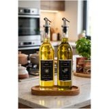 BÜYÜLÜ HOME Ahşap Stantlı 750 ml Şeffaf Cam Ayçiçek Yağı Zeytinyağı Şisesi