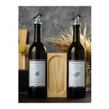 BÜYÜLÜ HOME Ahşap Stantlı Amber 2'li 750 ml Zeytinyağı Sıvıyağ Şişesi Yağdanlık Yağlık