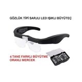 Büyüteç Gözlük Tipi Sarjlı Led Işıklı Birbirinden Farklı 4 Mercek