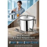 Buz Kovası 304 Paslanmaz Çelik ve Buz Maşası Seti Buz Termosu 721563