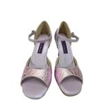 BUZ LİLA DOKULU LATİN-SALSA-TANGO DANS VE SALON AYAKKABISI 7 CM 11 PONT KADEH MODEL KAPALI TOPUK (EU Ayakkabı Beden Sistemi, Yetişkin, Sayısal, Orta, 37)