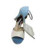 BUZ MAVİ DOKULU LATİN-SALSA-TANGO DANS VE SALON AYAKKABISI 7 CM 11 PONT KADEH MODEL KAPALI TOPUK (EU Ayakkabı Beden Sistemi, Yetişkin, Sayısal, Orta, 37)