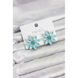 Buz Mavisi Renk Kristal Taşlı Lotus Çiçek Model Kadın Küpe - Ebj260725w44257