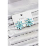 Buz Mavisi Renk Kristal Taşlı Lotus Çiçek Model Kadın Küpe - Lisinya