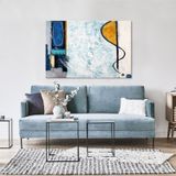 Buz Mavisi Yağlı Boya Dokulu Tablo 60X90 Gold Çerçeveli
