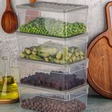 Buzdolabı Düzenleyici Organizer Mikrodalga ve Difrize Uygun Saklama Kabı Antrasit Set 1170 ml (Gr