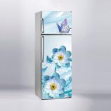 Buzdolabı Sticker Kaplama Dolap Kaplama Etiketi 3d Mavi Çiçek Kelebek