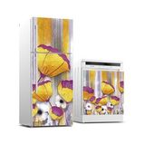 Buzdolabı Ve Bulaşık Makinası Beyaz Eşya Sticker Kaplama 3d Golden Flowers