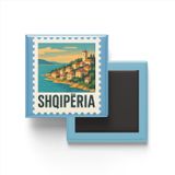 Buzdolap Magneti Arnavutluk Tiran Renkli Posta Pulu Temalı - 9x9 cm