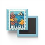 Buzdolap Magneti Belize Belmopan Renkli Posta Pulu Temalı - 9x9 cm