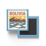 Buzdolap Magneti Bolivya La Paz, Sucre Renkli Posta Pulu Temalı - 9x9 cm