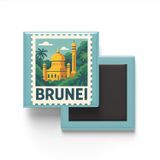 Buzdolap Magneti Brunei Bandar Seri Begavan Renkli Posta Pulu Temalı - 9x9 cm