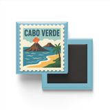 Buzdolap Magneti Cabo Verde Praia Renkli Posta Pulu Temalı - 9x9 cm