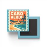 Buzdolap Magneti Cape Verde Praia Renkli Posta Pulu Temalı - 9x9 cm
