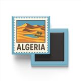 Buzdolap Magneti Cezayir Cezayir Renkli Posta Pulu Temalı - 9x9 cm