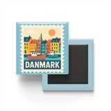 Buzdolap Magneti Danimarka Kopenhag Renkli Posta Pulu Temalı - 9x9 cm