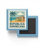 Buzdolap Magneti Dominik Cumhuriyeti Santo Domingo Renkli Posta Pulu Temalı - 9x9 cm