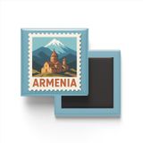 Buzdolap Magneti Ermenistan Erivan Renkli Posta Pulu Temalı - 9x9 cm