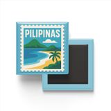 Buzdolap Magneti Filipinler Manila Renkli Posta Pulu Temalı - 9x9 cm