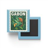 Buzdolap Magneti Gabon Libreville Renkli Posta Pulu Temalı - 9x9 cm