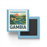 Buzdolap Magneti Gambiya Banjul Renkli Posta Pulu Temalı - 9x9 cm