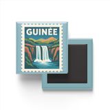 Buzdolap Magneti Gine Konakri Renkli Posta Pulu Temalı - 9x9 cm