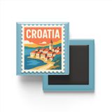 Buzdolap Magneti Hırvatistan Zagreb Renkli Posta Pulu Temalı - 9x9 cm